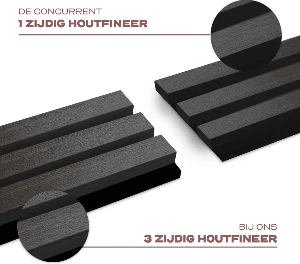 AkuPanel 240 cm Zwart Eiken   - Akoestische panelen