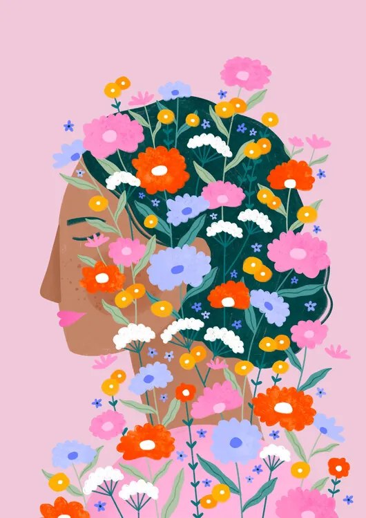 Ilustratie Colourful flower Lady