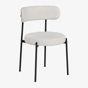 Set Van 2 Anisa Gestoffeerde Eetkamerstoelen Zwart & Bouclé Wit - Sklum