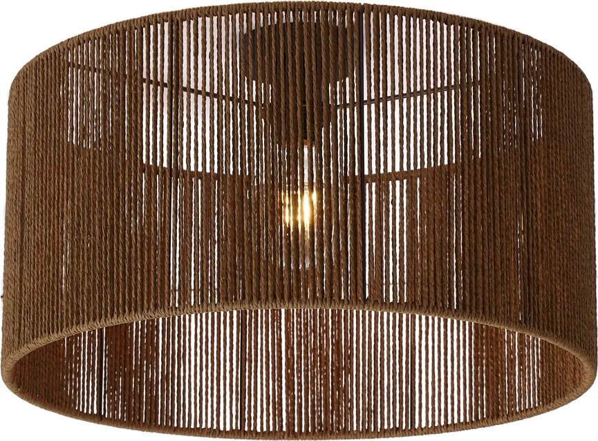 Plafondlamp zwart met bruine papieren kap 50/50/25 - Cyl