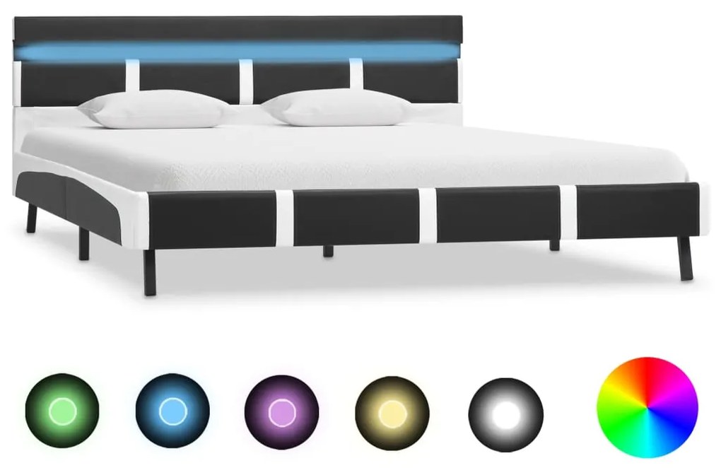 vidaXL Bedframe met LED kunstleer grijs 120x200 cm