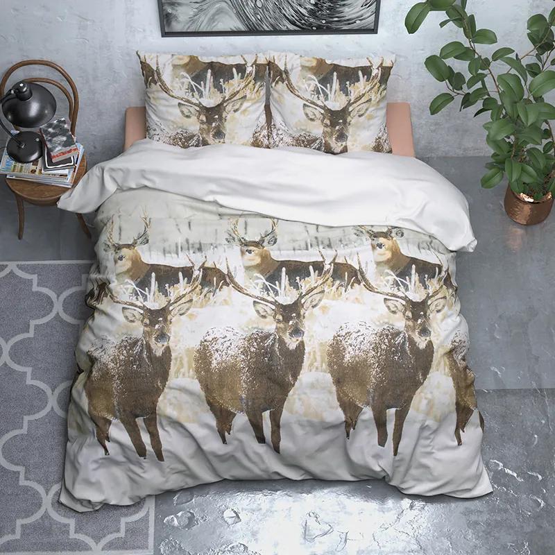Sleeptime Elegance Snowy Deer - Verwarmend Flanel 1-persoons (140 x 200/220 cm + 1 kussensloop) Dekbedovertrek