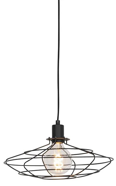 Vintage hanglamp zwart 37 cm - Laurent Design E27 rond Binnenverlichting Lamp