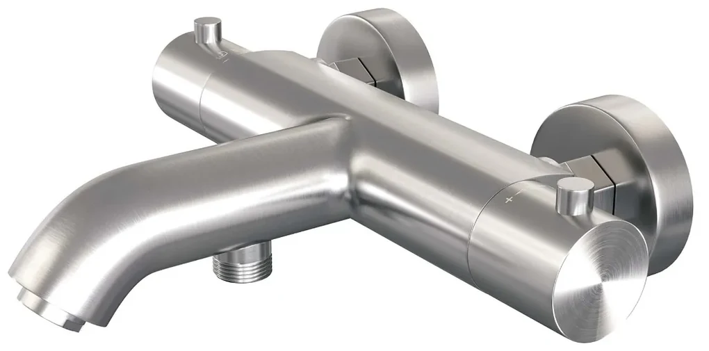 Brauer Brushed Edition thermostatische badkraan met glijstang en 3 standen handdouche RVS geborsteld PVD