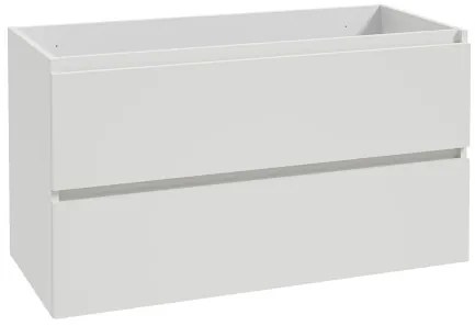 Fontana Kolo wastafelmeubel mat wit 100cm glans witte wastafel 2 kraangaten met ronde spiegel