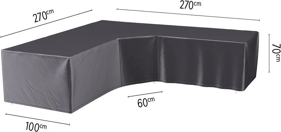 Platinum Aerocover loungesethoes trapeze - Ademende hoes voor loungeset (L-vorm) met grote hoek of trapeze hoek en hoge rug 270 x 270 x 100 x 70cm