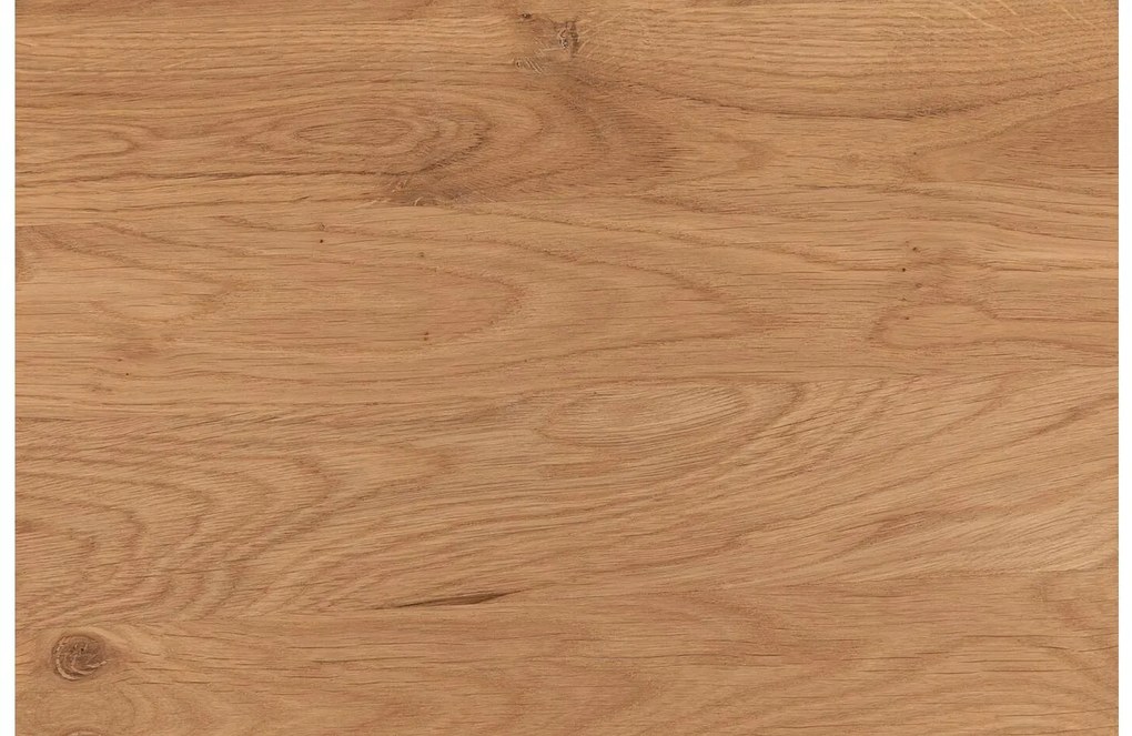 Goossens Nachtkastje Runt, Voet rond metaal ral 9005 zwart, blad massief eik