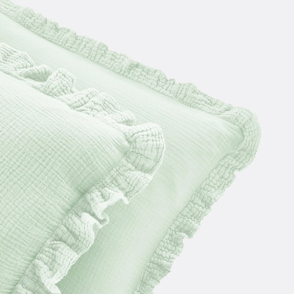 Effen kussensloop in tetra, met volant, Kumla