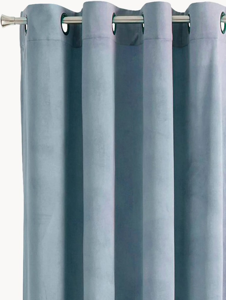 Fluwelen dim-out gordijnen Nora met ringen, 2-delig, B 140 cm