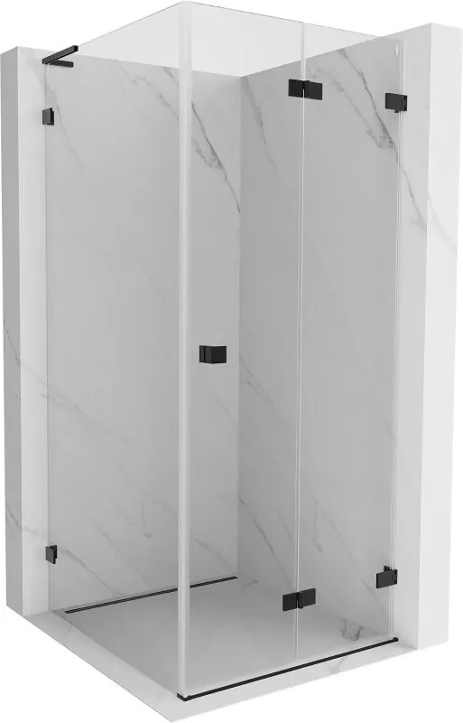 Mexen Lunar-F L vouwbare douchecabine rechts 90 x 90 cm, transparant, zwart - 836L-090-090-70-00-P