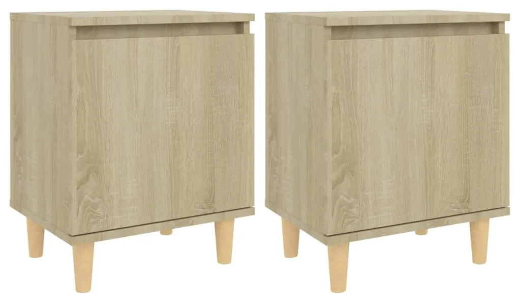vidaXL Nachtkastjes 2 st met houten poten 40x30x50 cm sonoma eiken