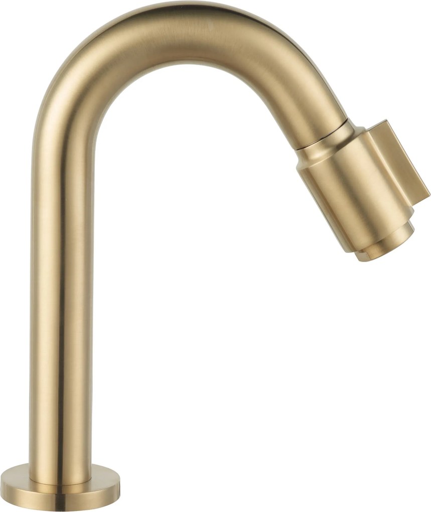 Saqu Essential 2.0 luxe fonteinkraan met C-uitloop geborsteld messing