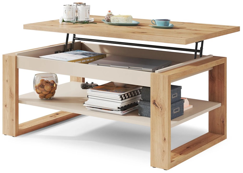 NUO eiken artisan / beige, salontafel