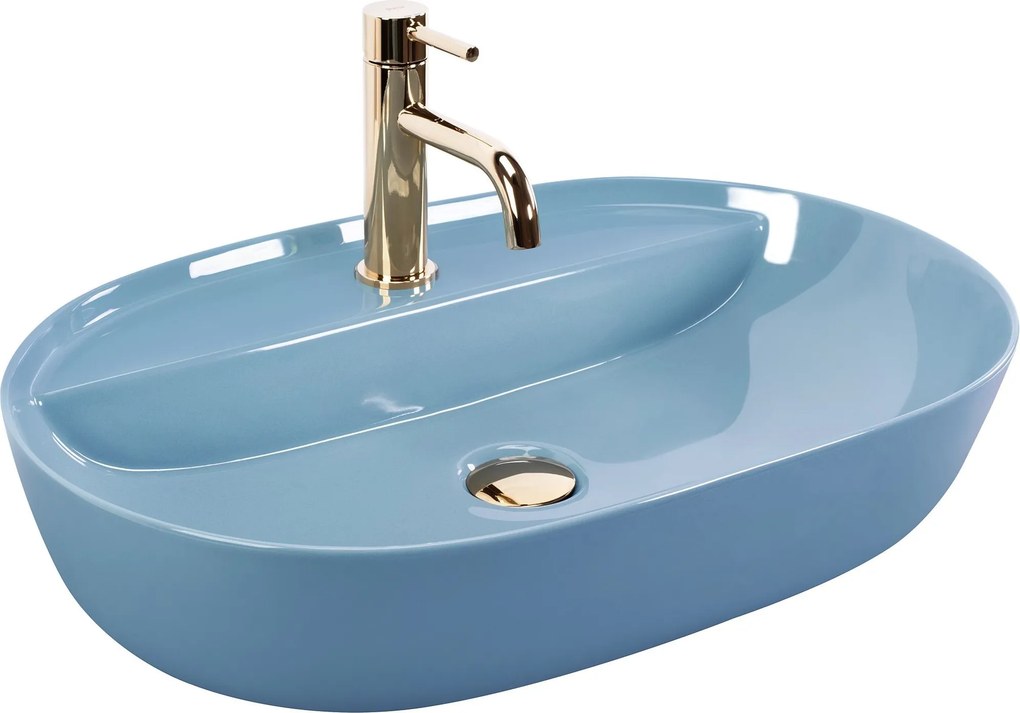 Opzetwastafel REA Aura 61 L.Blue Shiny