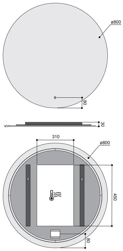 Hotbath Cobber ronde spiegel met LED-verlichting en verwarming 80cm