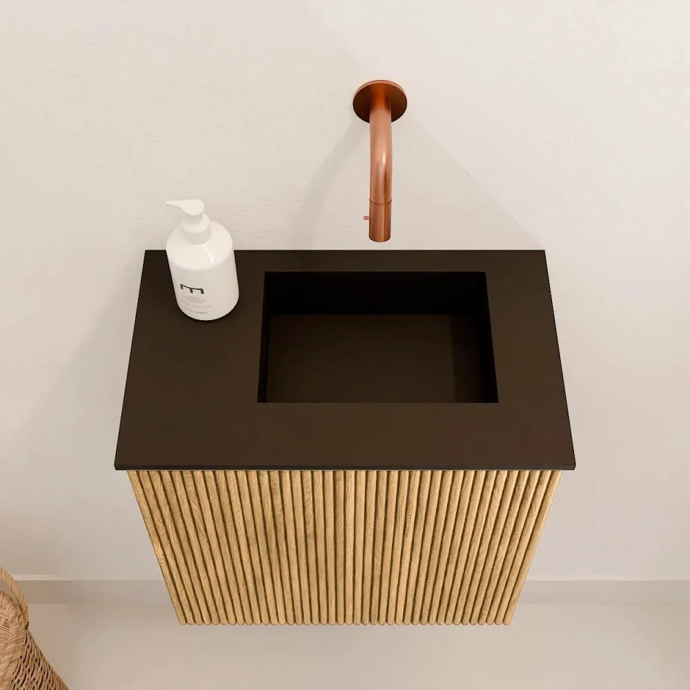 Mondiaz Joya 40cm toiletmeubel oak met wastafel faye rechts zonder kraangat urban