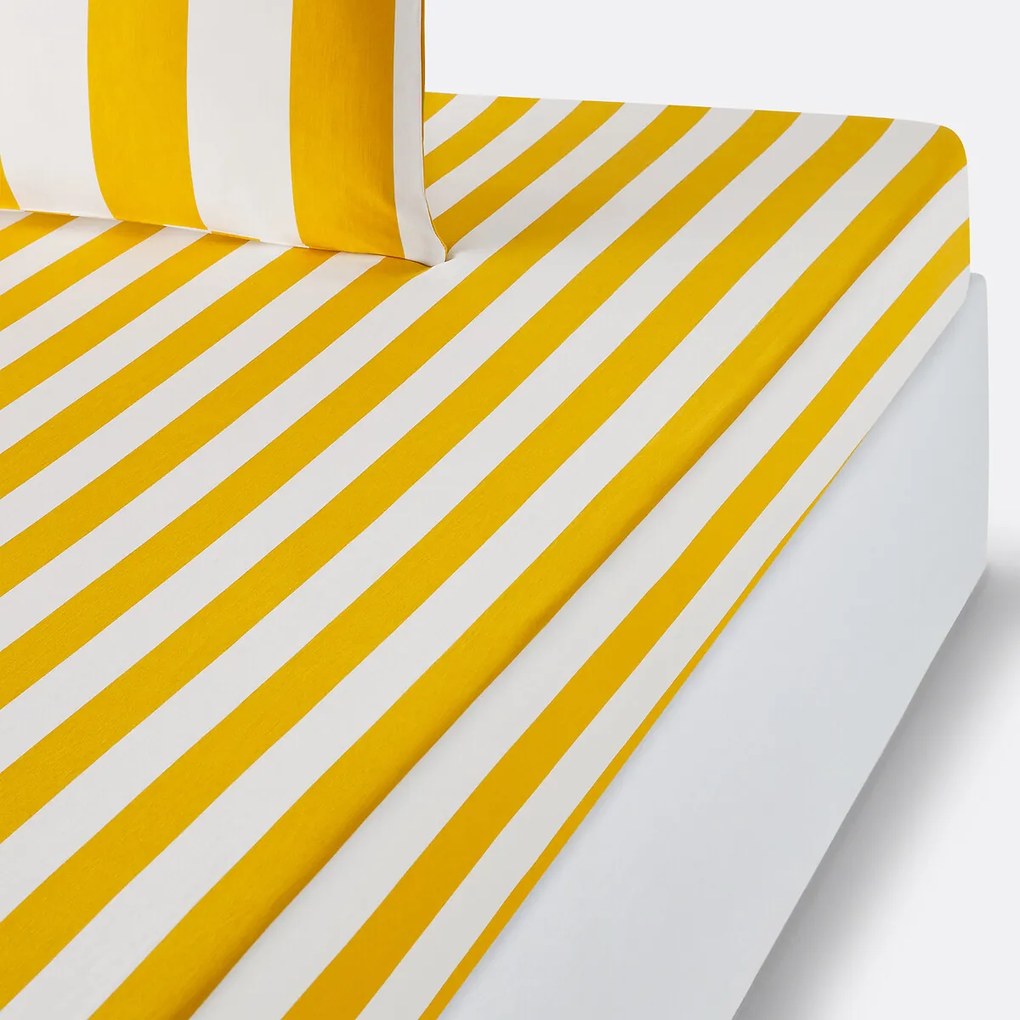 Hoeslaken van katoen, hoogte 25 cm, Hendaye JAUNE