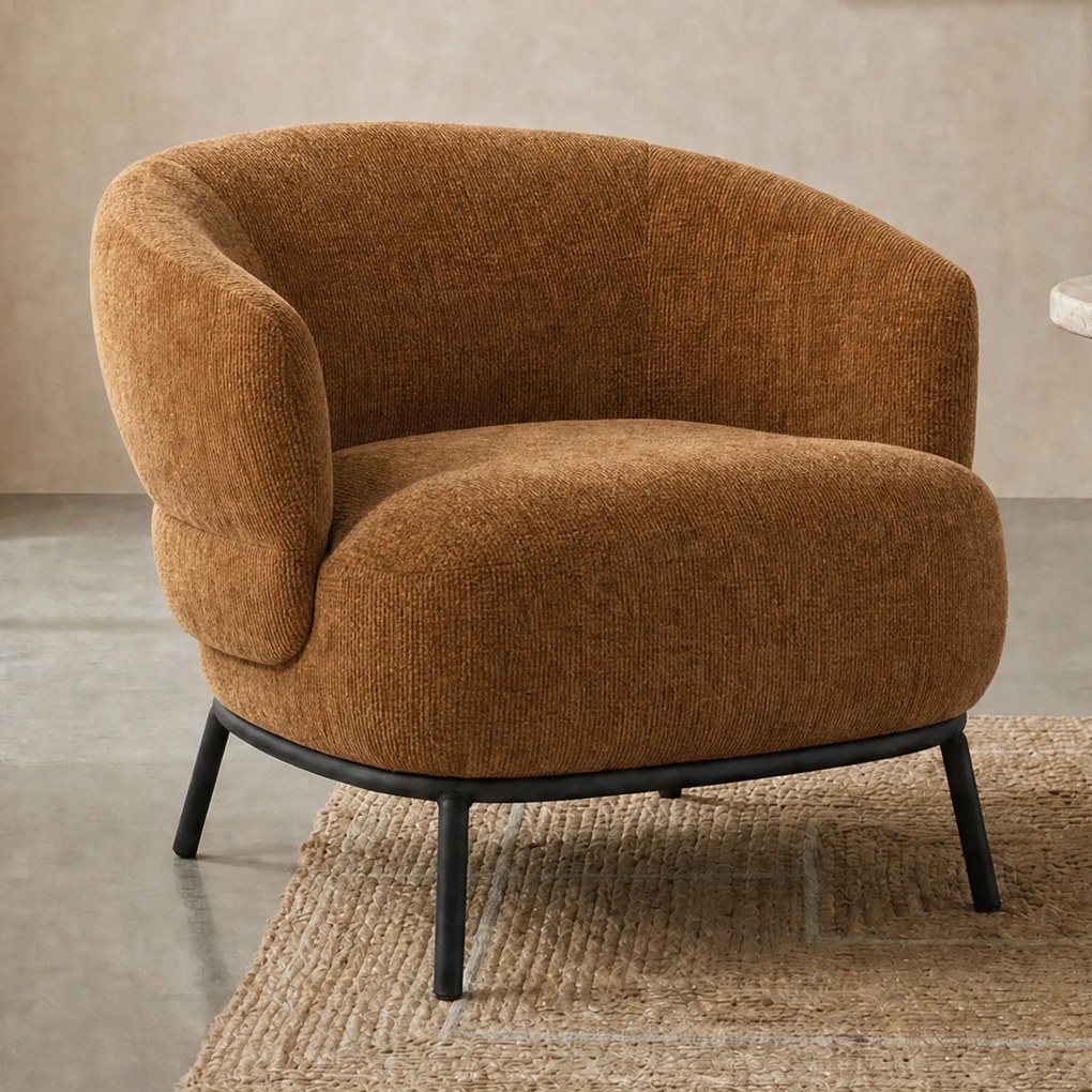 Zachte Fauteuil Met Ronde Rug Mosterd