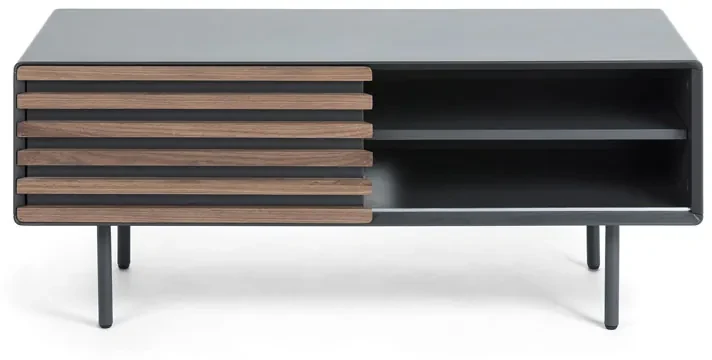 Kave Home Kesia Tv-meubel Mat Grijs Met Walnoot - 120x45x48.5cm.