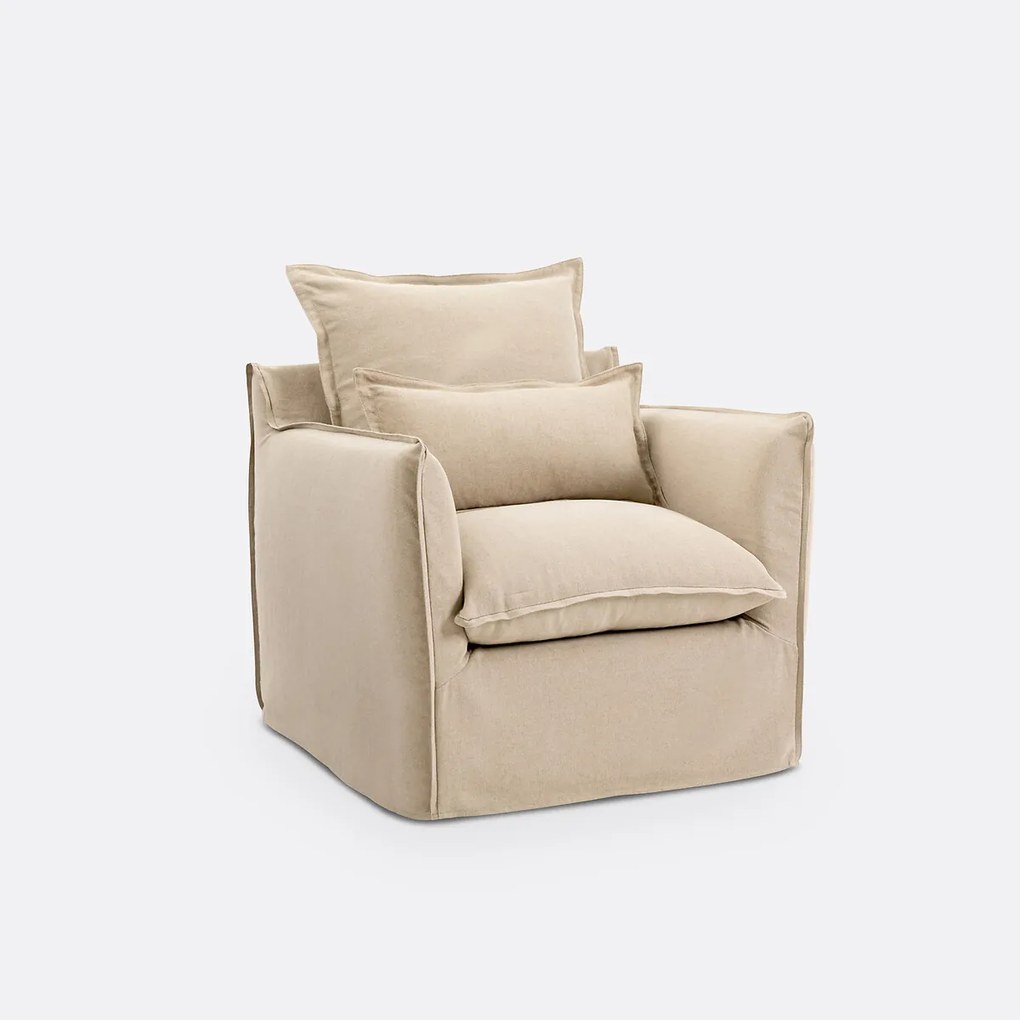 Fauteuil, afneembare hoezen, in dik linnen, Odna