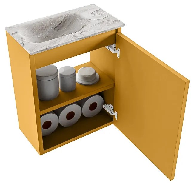 Mondiaz Ture DLux toiletmeubel 40cm ocher met wastafel glace links met kraangat