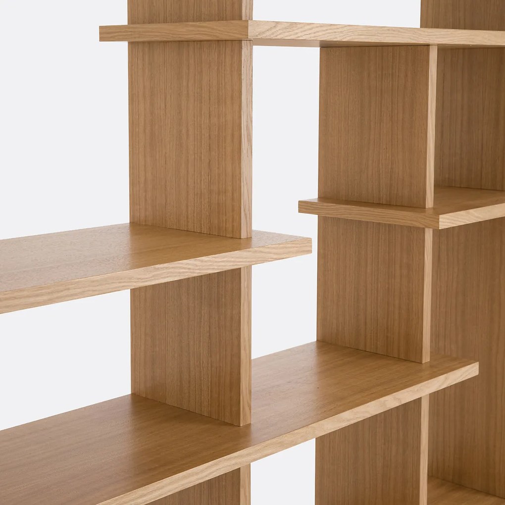 Asymmetrische boekenkast, eikenfineer, Orga