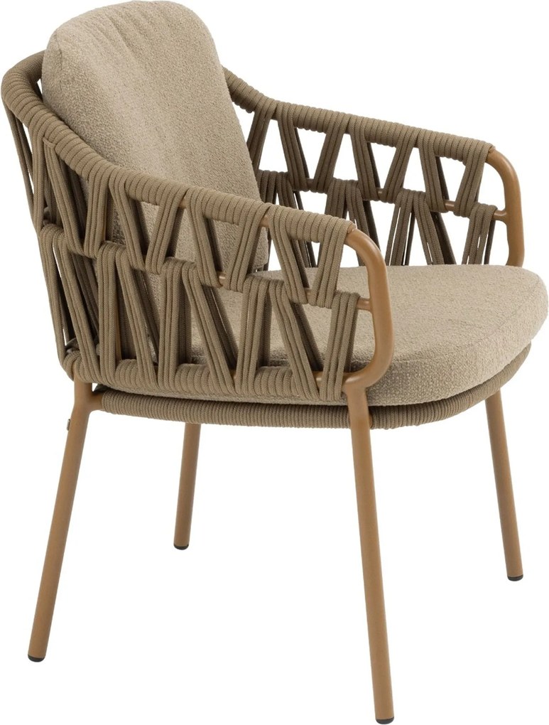 Tuinstoel Rope Taupe-naturel-bruin 4 Seasons Biarritz amber incl. kussens