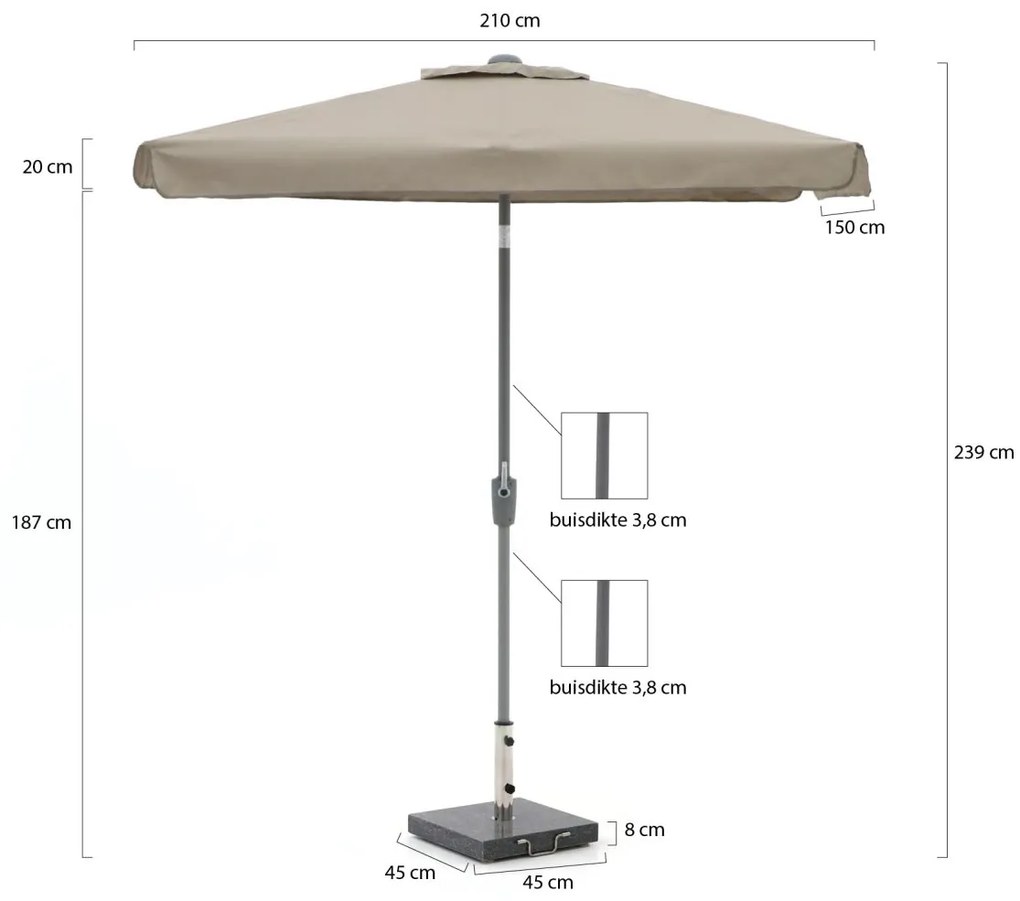 Shadowline Aruba parasol 210x150cm