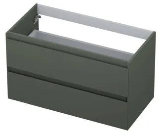 INK Wastafelonderkast - 90x45x52cm - 2 lades - greeploos - 45 graden afwerking rondom - MDF lak Mat beton groen 1240467