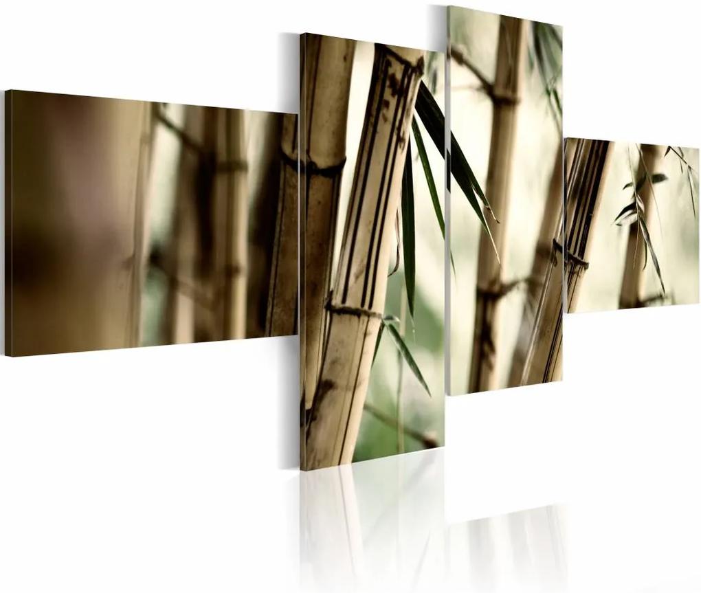 Schilderij - Bamboe als inspiratie , beige , 4 luik