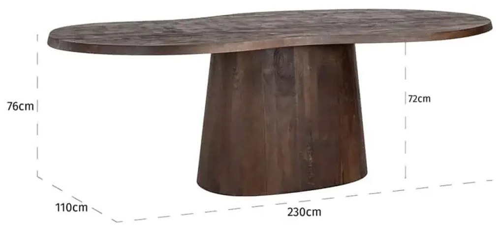 Richmond Interiors Odile Eettafel Organische Vorm Donker Hout - 230 X 110cm.