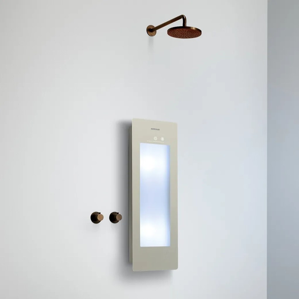 Sunshower Round Plus Small Sand White infraroodlamp en UV 33x95x10cm opbouw