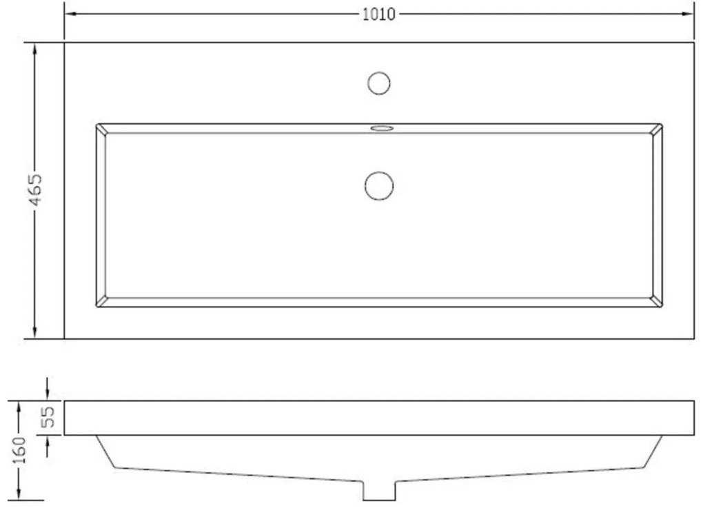 Mueller Single mineraalmarmer wastafel 100x46cm