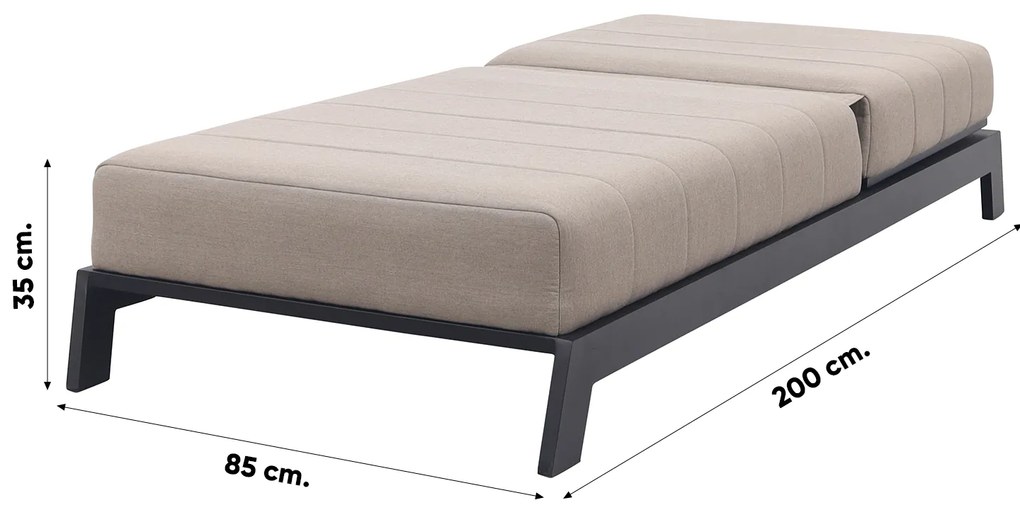 Mexico sunbrella ligbed 200x85 cm. - Taupe