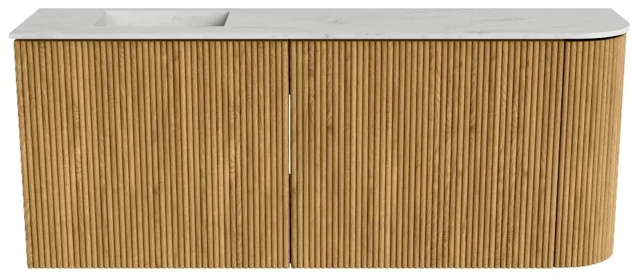 Mondiaz Joya DLux 100cm toiletmeubel ronding rechts oak met wastafel faye links 1 kraangat opalo