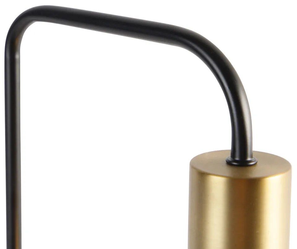 Smart tafellamp met dimmer zwart met goud en smoke glas incl. Wifi A60 - Zuzanna Design E27 Binnenverlichting Lamp