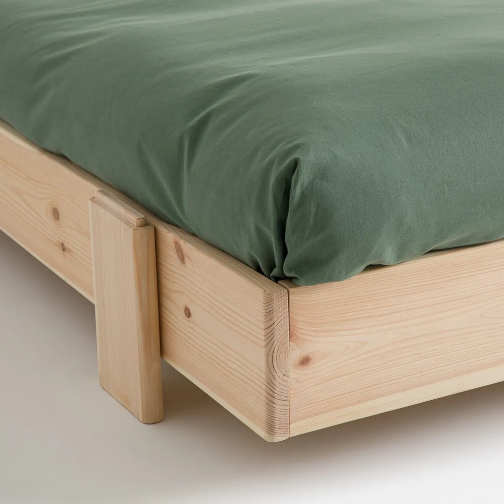 Bed met boxspring, stapelbaar, massief grenen, PYLA