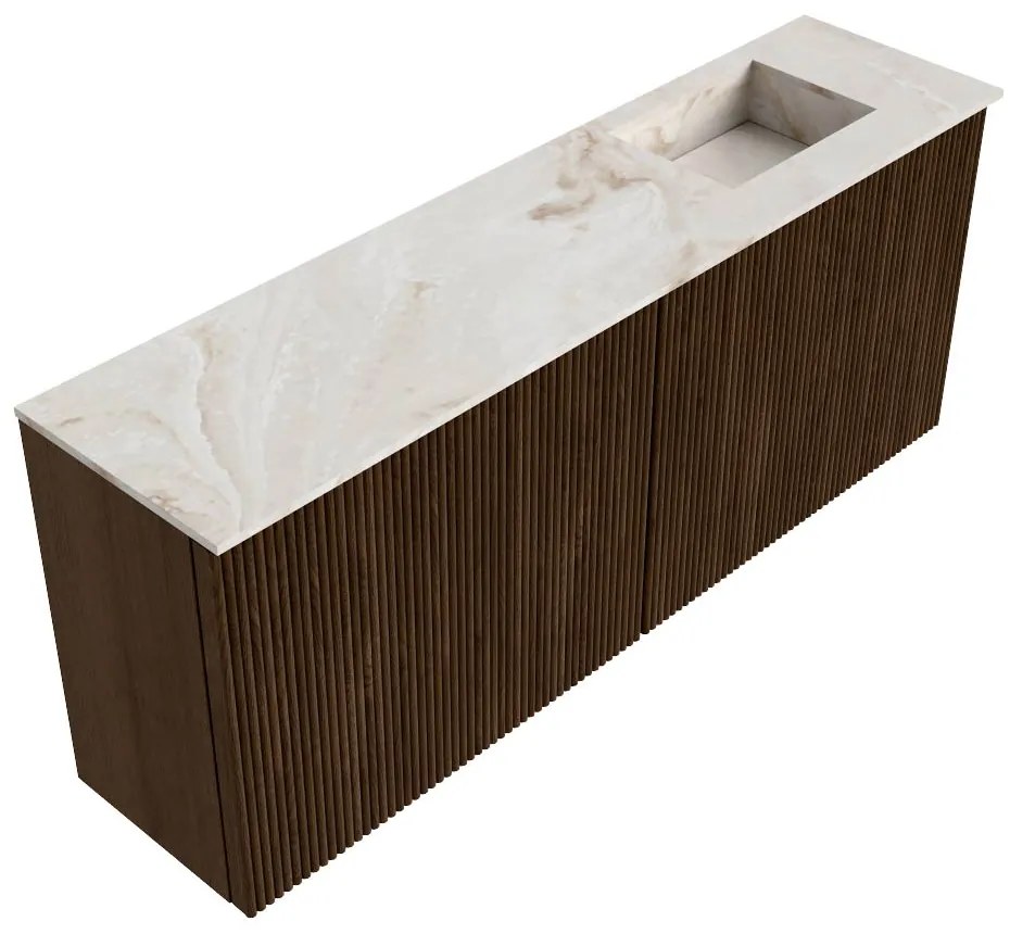 Mondiaz Joya DLux 100cm toiletmeubel walnut met wastafel faye rechts 1 kraangat frappe