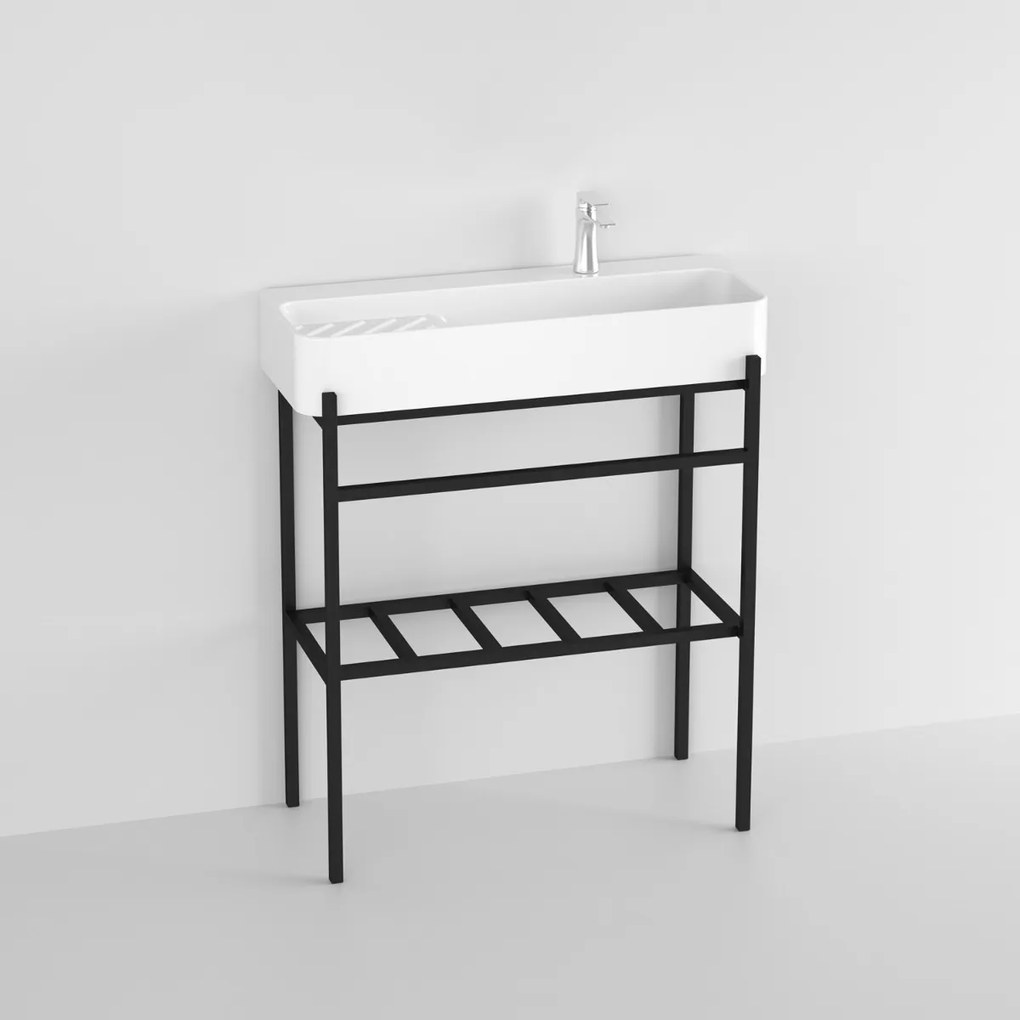 Badstuber Delta witte wastafel 80x31x80cm met zwarte poten