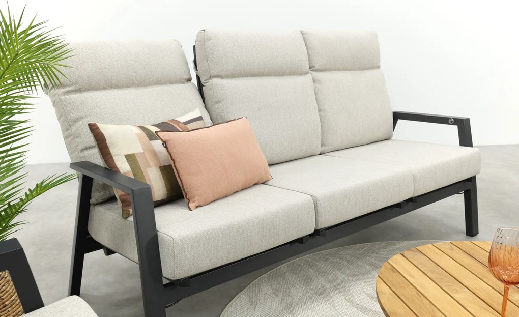 Lagos/Mindo verstelbare 5-zits stoel-bank loungeset - antraciet