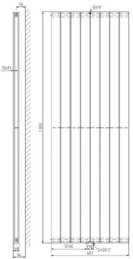 Plieger Cavallino Retto designradiator verticaal dubbel middenaansluiting 1800x602mm 1549W zandsteen