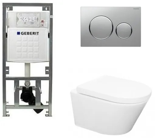 Wiesbaden Vesta toiletset Rimless 52cm inclusief UP320 toiletreservoir en softclose toiletzitting met bedieningsplaat sigma20 mat chroom