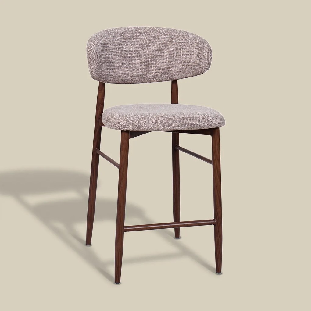 Barkruk Met Rugleuning Walnoot Beige