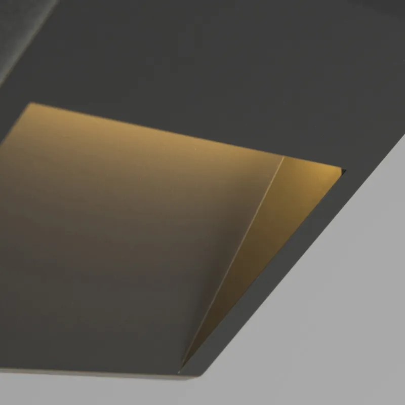 Moderne wandlamp donkergrijs vierkant incl. LED - Gem