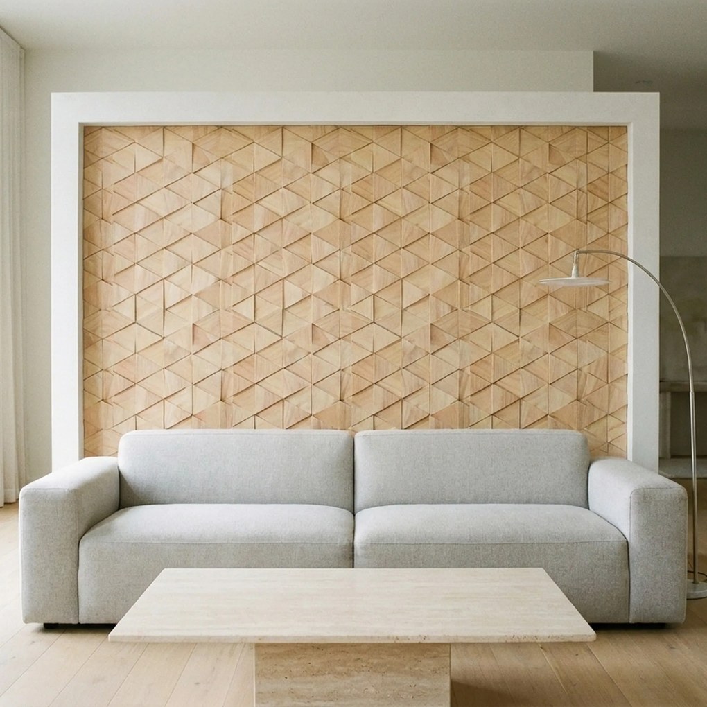 3D Houten Wandpaneel | Rubberwood Compact | 28×30 cm | Wanddecoratie