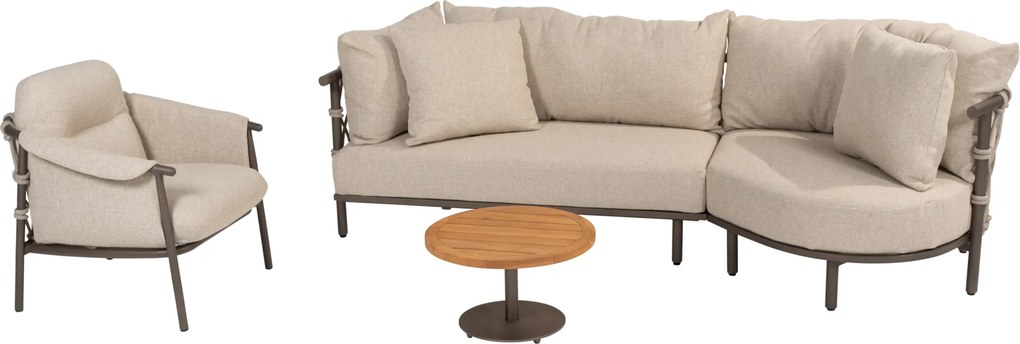 Ezra chaise longue organische loungeset 4 delig teak terre 4 Seasons Outdoor