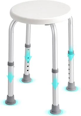 VEVOR Douchekruk Douchestoel 355-480 mm Hoogte Verstelbaar, Badkruk Badzitje 136,1 kg Draagvermogen, Stabiele Douchekruk Douchehulp Badkuipen Aluminiumlegering Frame, Douchezitje Badkruk Wit