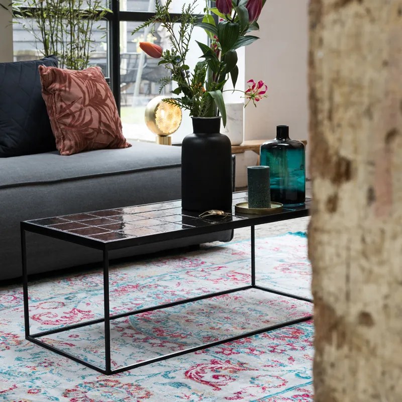 Zuiver Glazed Salontafel Met Keramische Tegels Zwart - 93 X 43cm.