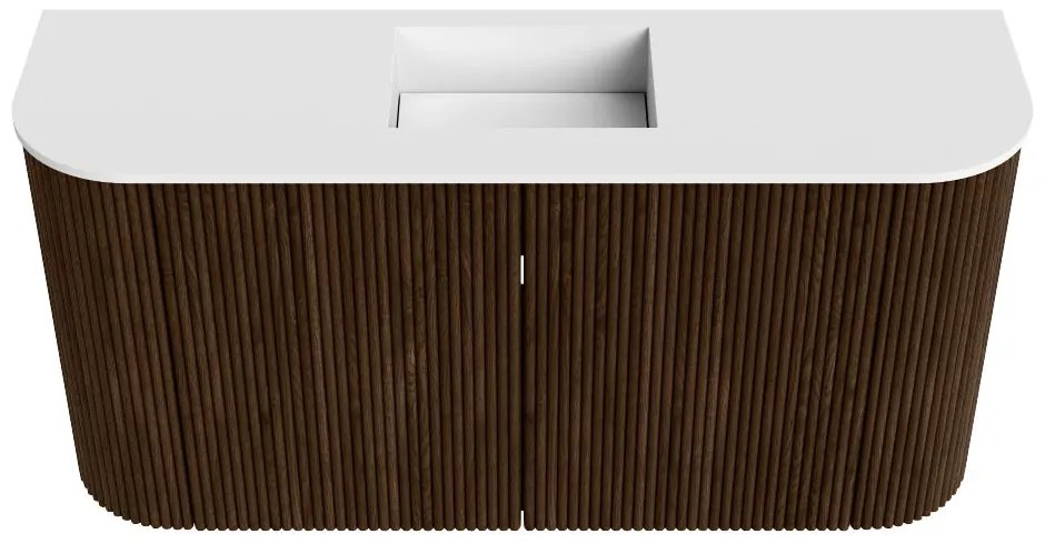 Mondiaz Joya 85cm toiletmeubel ronding links/rechts walnut met wastafel faye midden 1 kraangat talc