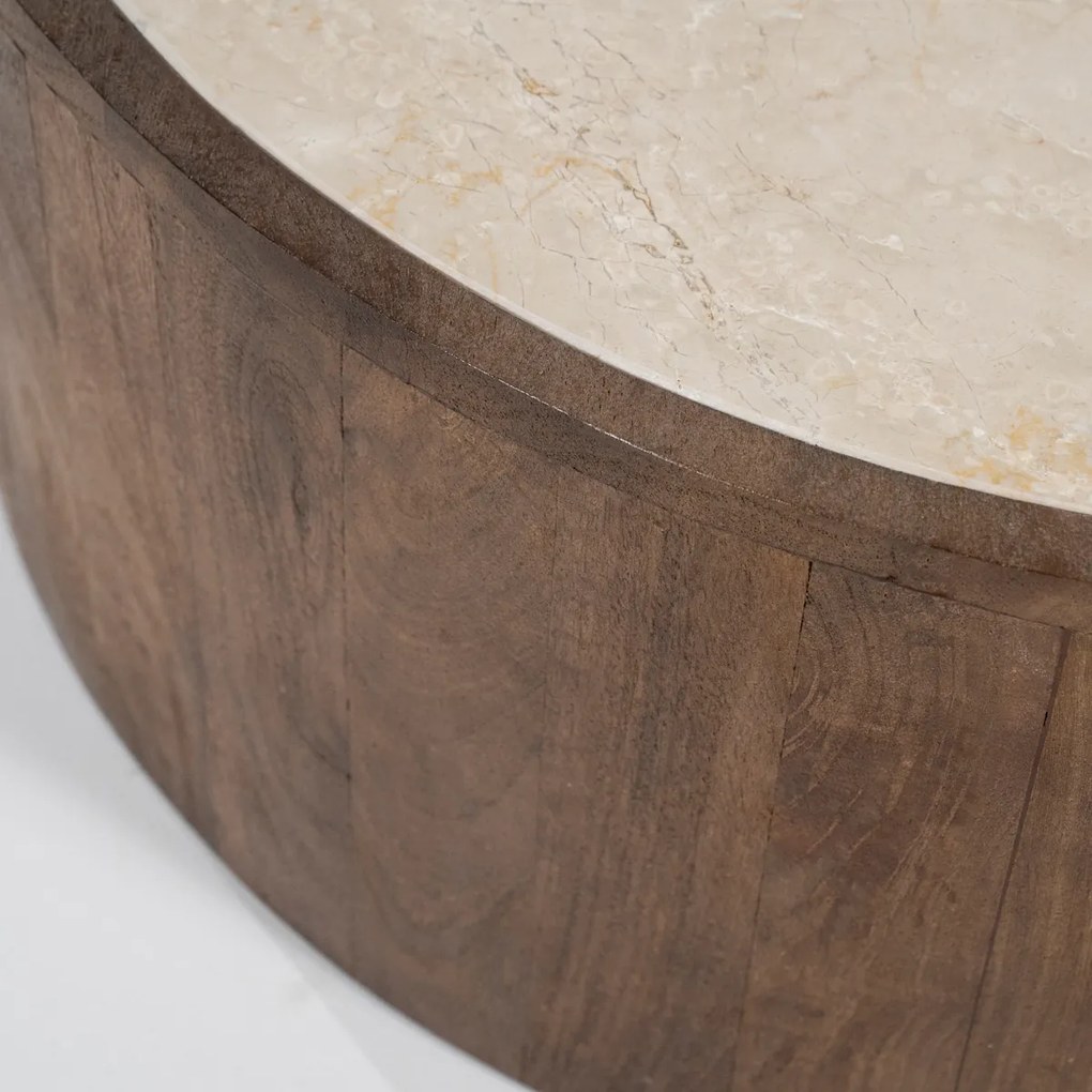 Hout En Marmer Salontafel Set Rond